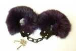 Lila Kanin - Metall Handschellen (schwere Qualitt) in Schwarz - Pelz Handschellen - Fur Handcuffs